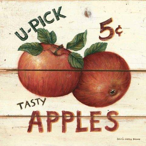 U-Pick Apples Black Ornate Wood Framed Art Print with Double Matting by Brown, David Carter
