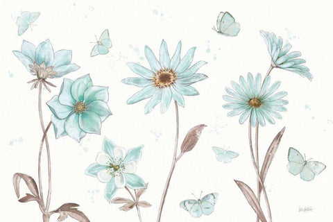 Bits of Blue I White Modern Wood Framed Art Print with Double Matting by Pertiet, Katie