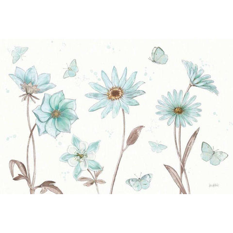 Bits of Blue I Black Modern Wood Framed Art Print with Double Matting by Pertiet, Katie