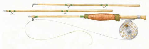 Gone Fishin XIII White Modern Wood Framed Art Print with Double Matting by Wild Apple Portfolio