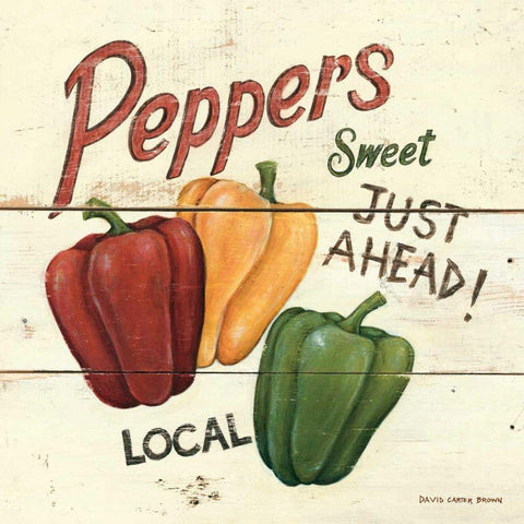 Sweet Peppers-6x6 Black Ornate Wood Framed Art Print with Double Matting by Brown, David Carter