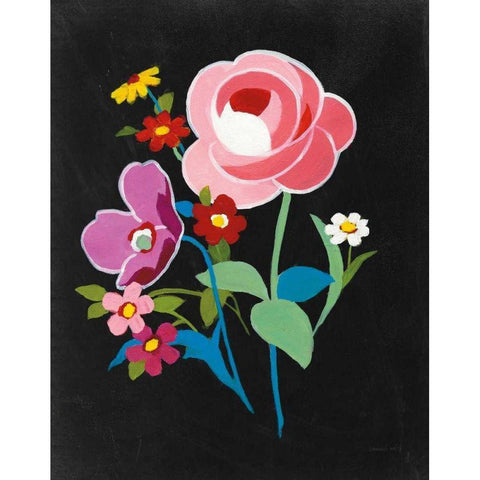 Alpine Bouquet I Black Modern Wood Framed Art Print with Double Matting by Nai, Danhui