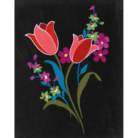 Alpine Bouquet IV Black Modern Wood Framed Art Print with Double Matting by Nai, Danhui