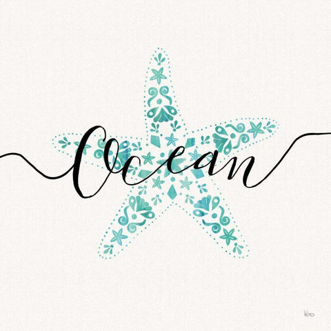 Sea Charms I Teal Black Modern Wood Framed Art Print by Charron, Veronique