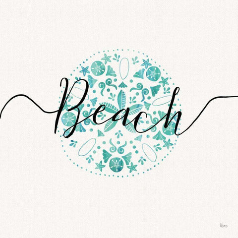 Sea Charms II Teal White Modern Wood Framed Art Print by Charron, Veronique