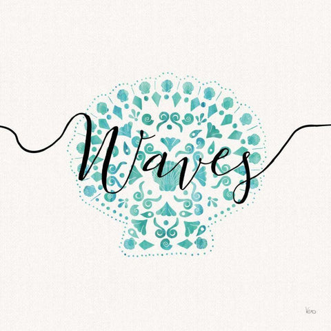 Sea Charms III Teal Gold Ornate Wood Framed Art Print with Double Matting by Charron, Veronique