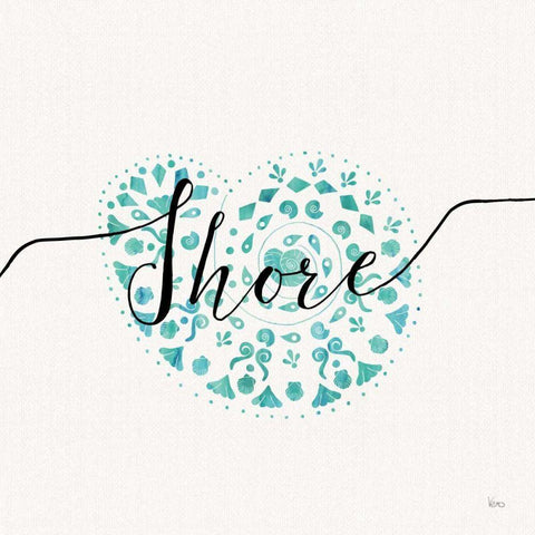 Sea Charms IV Teal White Modern Wood Framed Art Print by Charron, Veronique