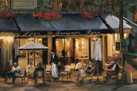 La Brasserie White Modern Wood Framed Art Print with Double Matting by Hageman, Marilyn
