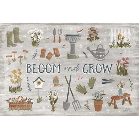 Blooming Garden III Black Modern Wood Framed Art Print by Marshall, Laura