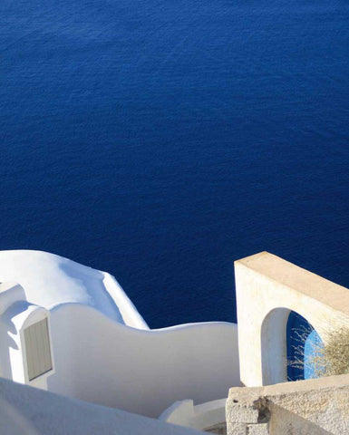 Santorini II Crop Black Ornate Wood Framed Art Print with Double Matting by Miller, Sara Zieve