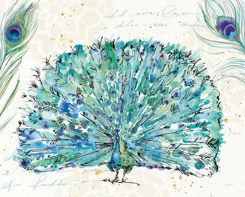 Peacock Garden IX Purple White Modern Wood Framed Art Print with Double Matting by Tavoletti, Anne