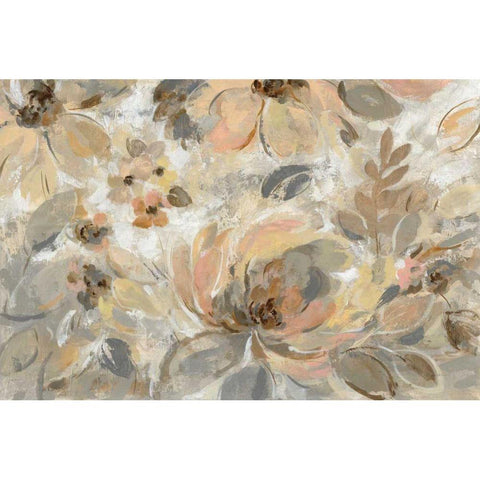 Ivory Floral Black Modern Wood Framed Art Print with Double Matting by Vassileva, Silvia