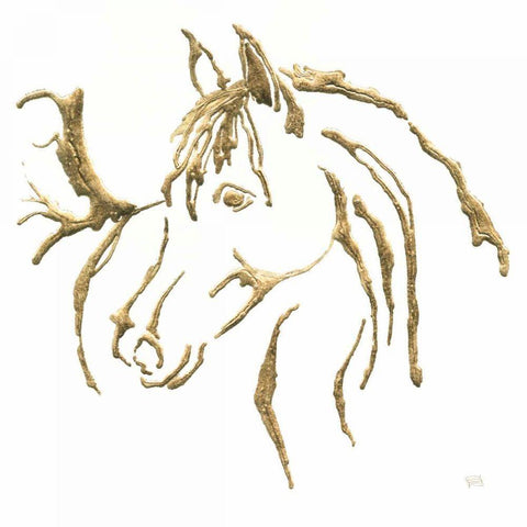 Gilded Mare on White White Modern Wood Framed Art Print with Double Matting by Paschke, Chris