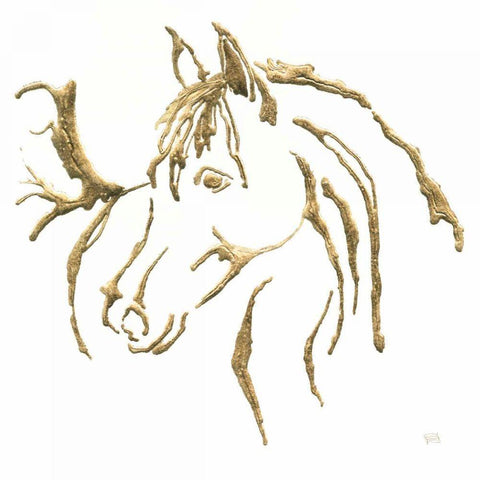 Gilded Mare on White White Modern Wood Framed Art Print by Paschke, Chris