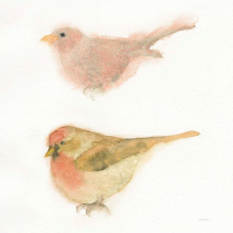 Watercolor Birds II Sq Gold Ornate Wood Framed Art Print with Double Matting by Novak, Shirley