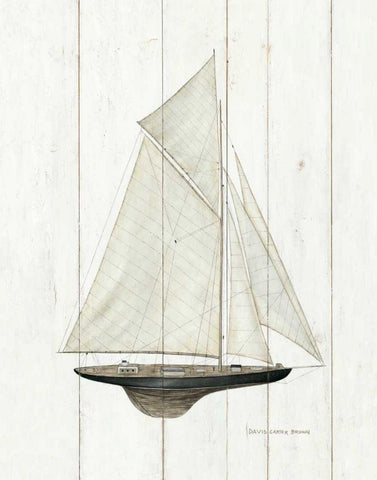 Sailboat I White Modern Wood Framed Art Print with Double Matting by Brown, David Carter