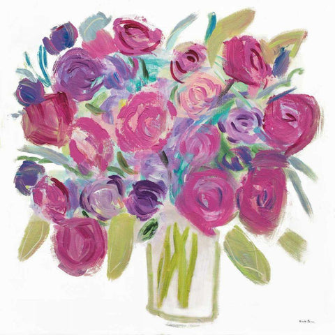 Pink Roses on White Black Modern Wood Framed Art Print with Double Matting by Zaman, Farida