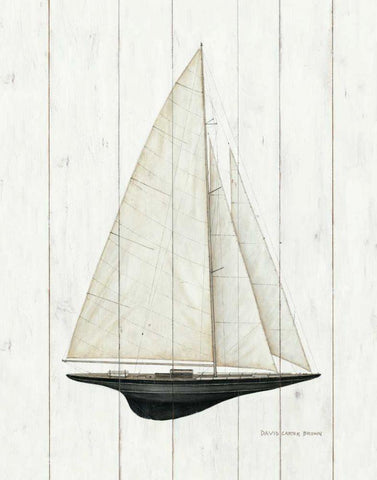 Sailboat II White Modern Wood Framed Art Print with Double Matting by Brown, David Carter