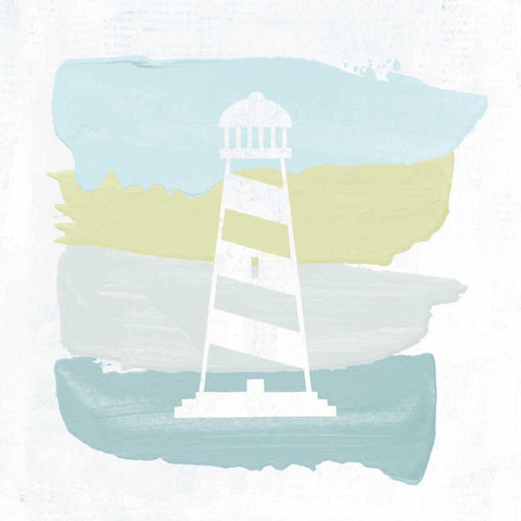 Seaside Swatch Lighthouse Gold Ornate Wood Framed Art Print with Double Matting by Hershey, Moira