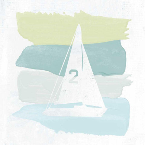 Seaside Swatch Sailboat White Modern Wood Framed Art Print by Hershey, Moira