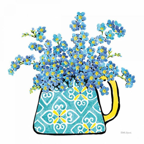 Floral Teacups IV Black Modern Wood Framed Art Print by Grove, Beth