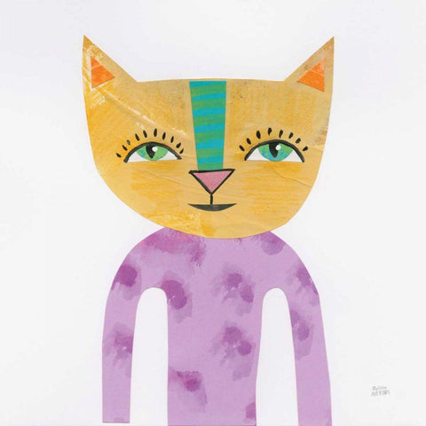 Cool Cats IV White Modern Wood Framed Art Print with Double Matting by Averinos, Melissa