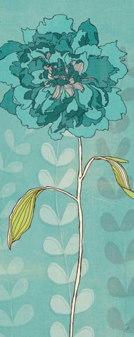 Sarahs Garden in Blue II White Modern Wood Framed Art Print with Double Matting by Adams, Sarah