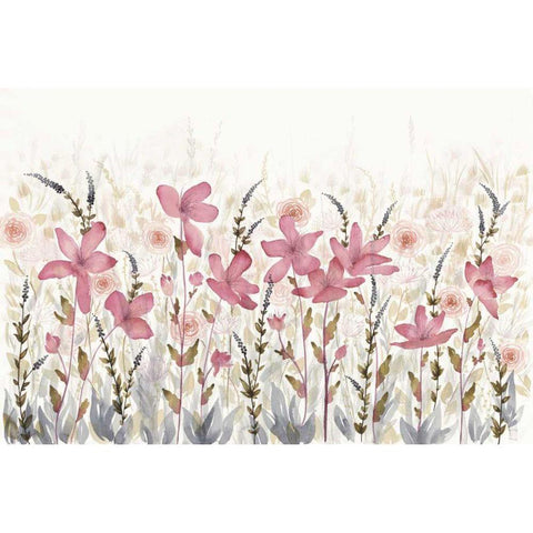 Watercolor Garden Light Gold Ornate Wood Framed Art Print with Double Matting by DeNeige, Elyse