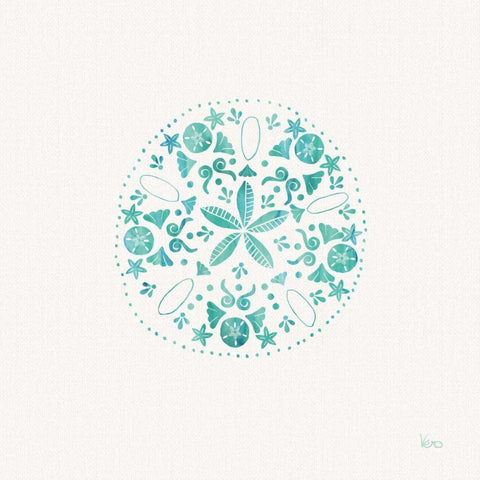 Sea Charms II Teal no Words White Modern Wood Framed Art Print by Charron, Veronique