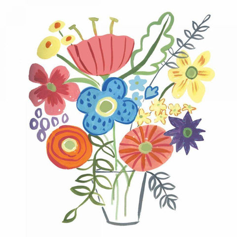 Floral Medley I Black Ornate Wood Framed Art Print with Double Matting by Zaman, Farida