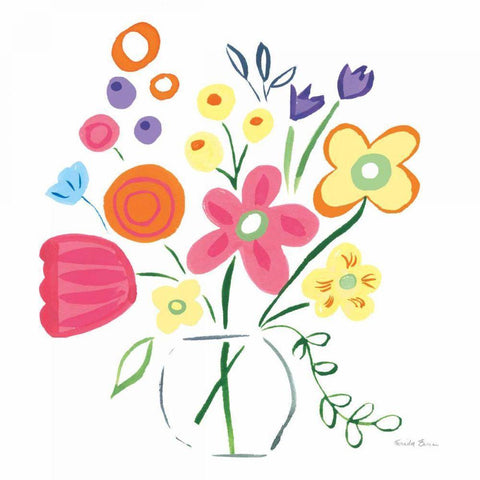 Floral Medley III White Modern Wood Framed Art Print with Double Matting by Zaman, Farida