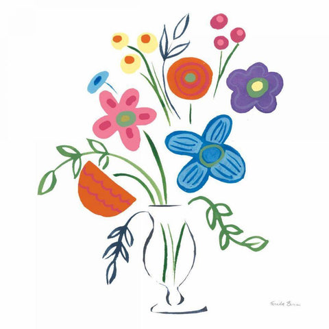 Floral Medley IV Black Modern Wood Framed Art Print by Zaman, Farida