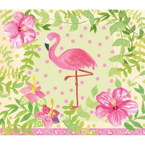 Flamingo Dance I White Modern Wood Framed Art Print by Zaman, Farida