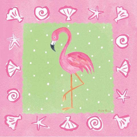 Flamingo Dance II Black Modern Wood Framed Art Print with Double Matting by Zaman, Farida