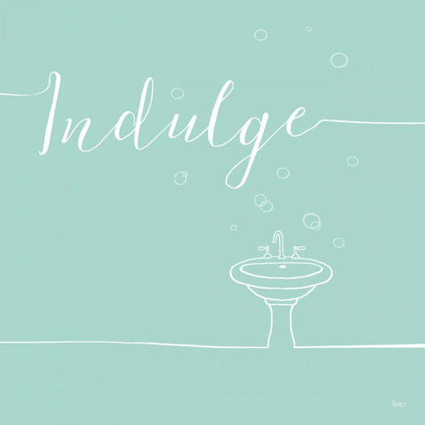Underline Bath VII Teal White Modern Wood Framed Art Print with Double Matting by Charron, Veronique