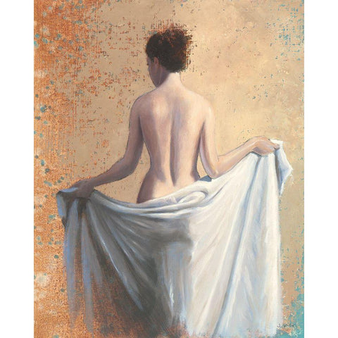 After the Bath Coral White Modern Wood Framed Art Print by Wiens, James