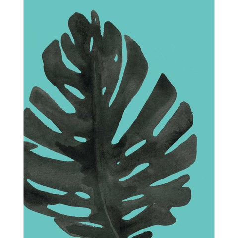 Tropical Palm I BW Turquoise Black Modern Wood Framed Art Print by Wild Apple Portfolio