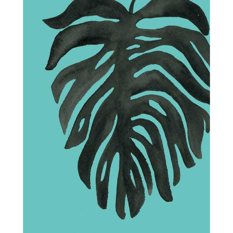 Tropical Palm II BW Turquoise White Modern Wood Framed Art Print by Wild Apple Portfolio