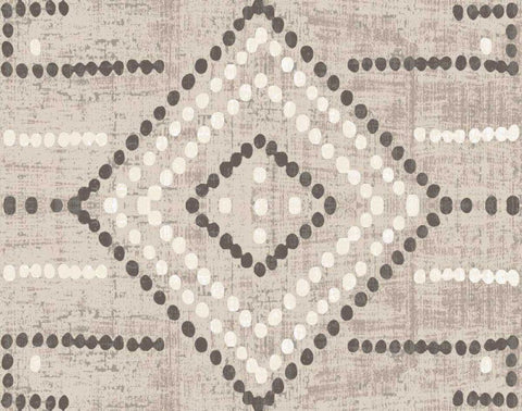 Daisy Dots Tile VI Neutral White Modern Wood Framed Art Print with Double Matting by Wild Apple Portfolio