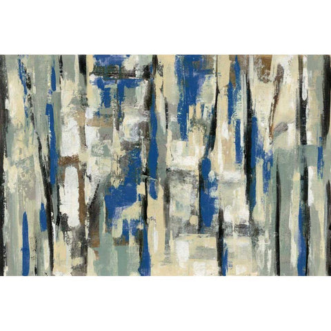 Spring Stripes Blue White Modern Wood Framed Art Print by Vassileva, Silvia