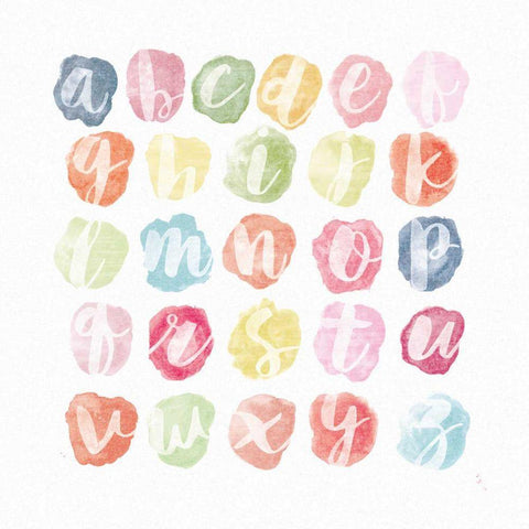 Watercolor Alphabet Gold Ornate Wood Framed Art Print with Double Matting by Adams, Sarah