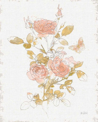 Watery Blooms II Black Ornate Wood Framed Art Print with Double Matting by Pertiet, Katie