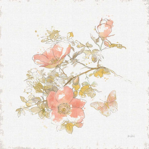 Watery Blooms IV White Modern Wood Framed Art Print with Double Matting by Pertiet, Katie