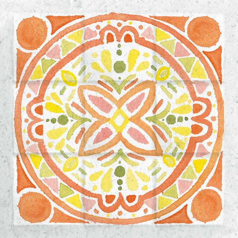 Citrus Tile I White Modern Wood Framed Art Print by DeNeige, Elyse