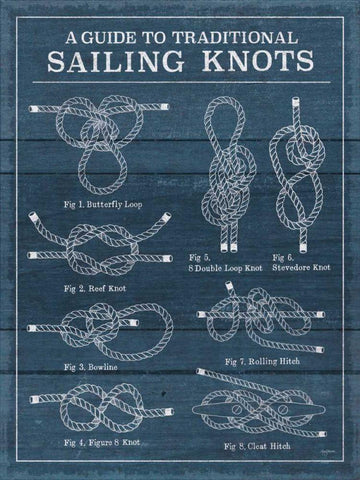 Vintage Sailing Knots I White Modern Wood Framed Art Print with Double Matting by Urban, Mary