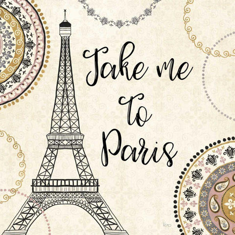 Romance in Paris I White Modern Wood Framed Art Print by Charron, Veronique