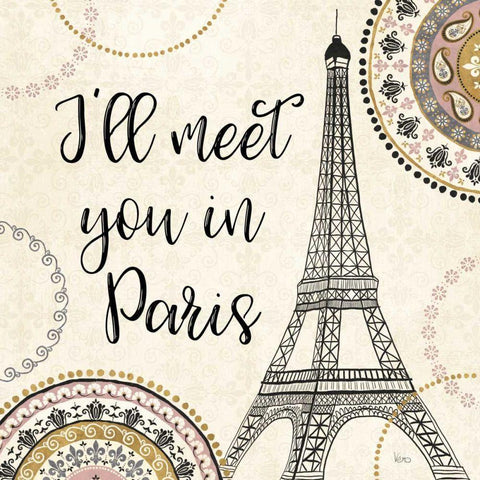 Romance in Paris II Black Modern Wood Framed Art Print by Charron, Veronique