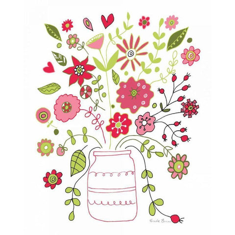 Valentines Flowers II Gold Ornate Wood Framed Art Print with Double Matting by Zaman, Farida