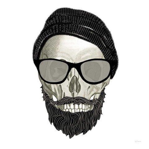 Hipster Skull II Black Modern Wood Framed Art Print with Double Matting by Schlabach, Sue