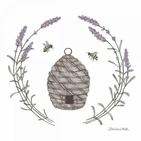 Happy to Bee Home II White Modern Wood Framed Art Print by Miller, Sara Zieve